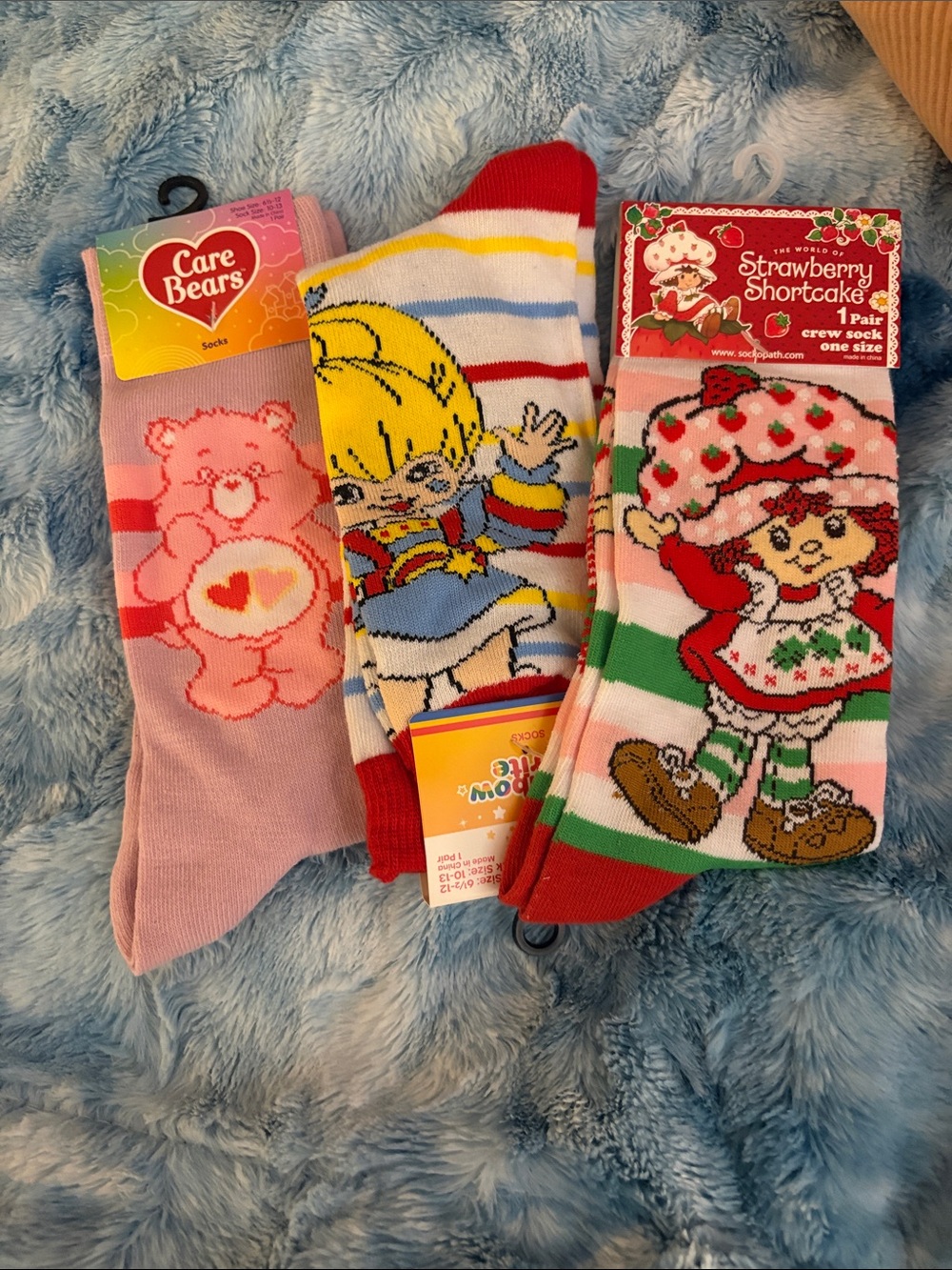 Care Bears & Strawberry Shortcake womens Crew Socks - Pink, Red, Green